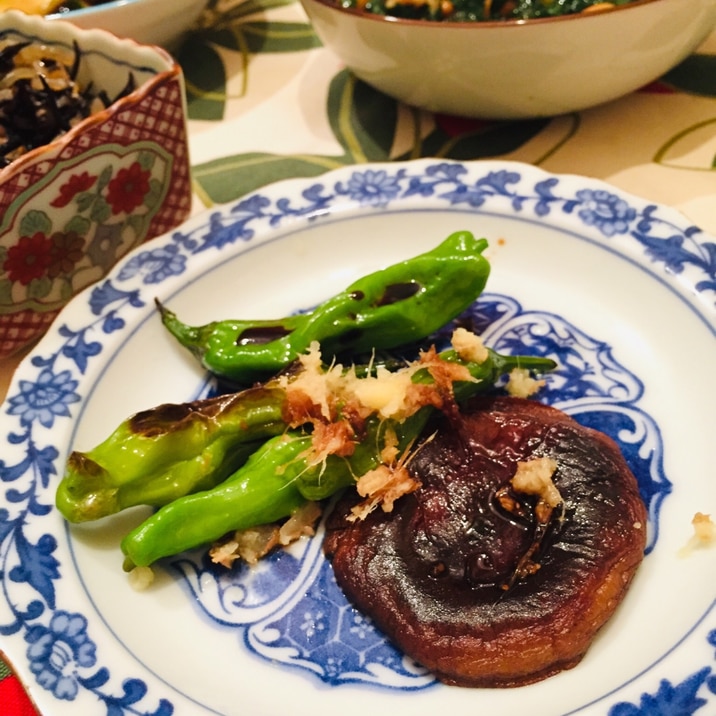 ししとうと椎茸の素焼き